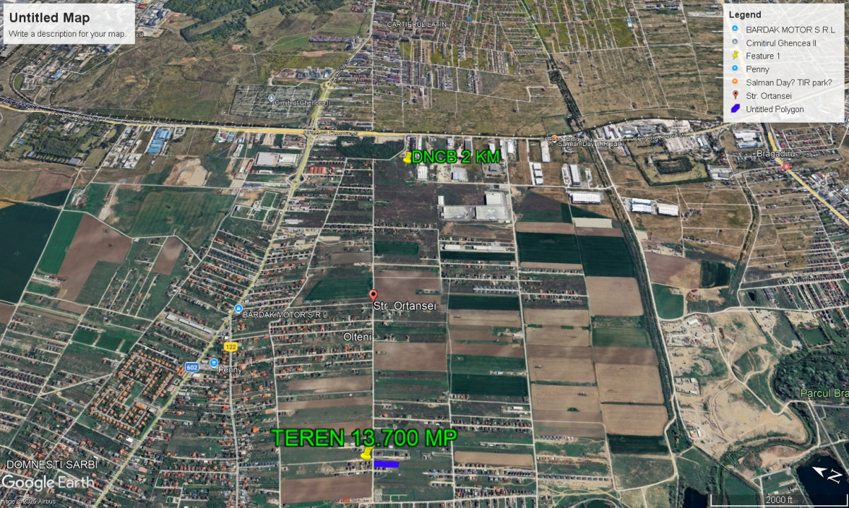 Teren intravilan 13700mp | 37X370M | Toate utilitatile | Zona Clinceni