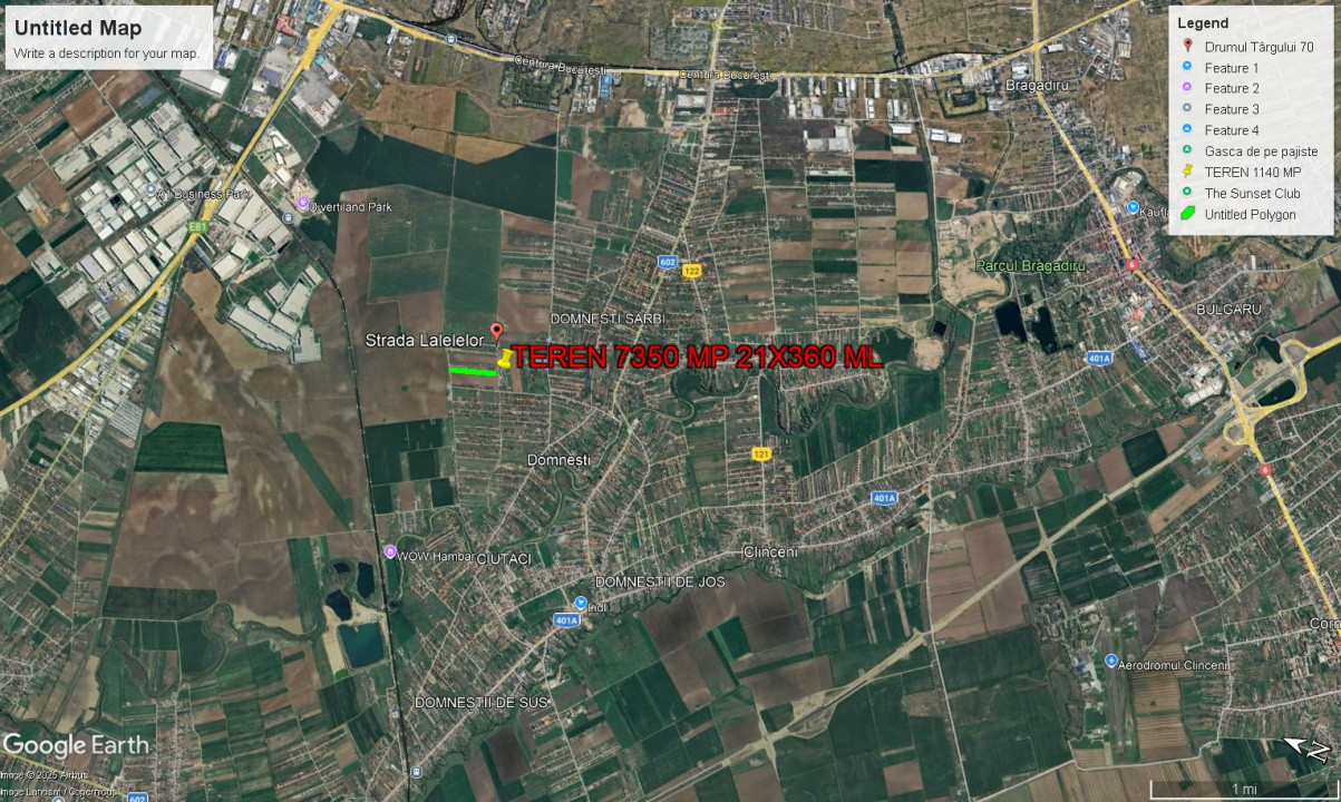 Teren intravilan 7350mp | 21X360 | Toate utilitatile | Zona Domnesti