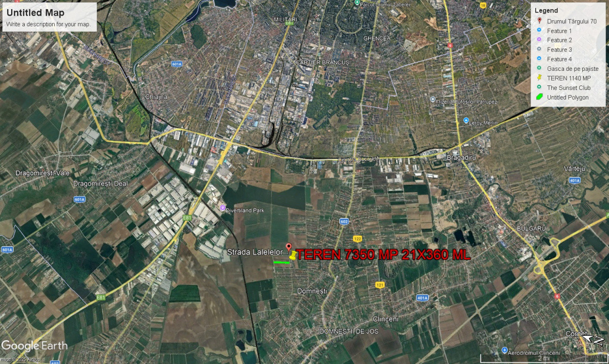 Teren intravilan 7350mp | 21X360 | Toate utilitatile | Zona Domnesti