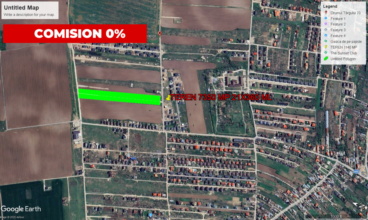 Teren intravilan 7350mp | 42X360 | Toate utilitatile | Zona Domnesti