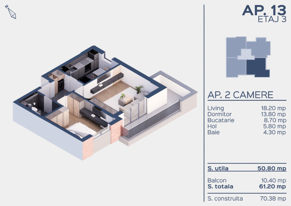 Apartament 2 camere bloc nou | COMISION 0% | Prel. Ghencea-Ghindari